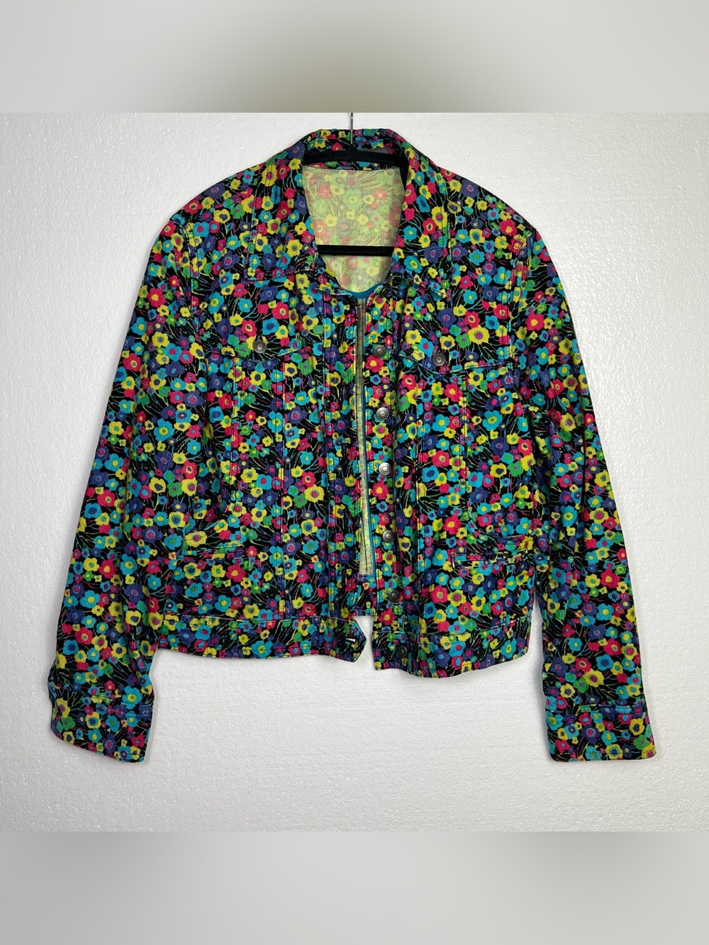 Vintage Liz Claiborne floral print cotton jacket colorful button front size L p
